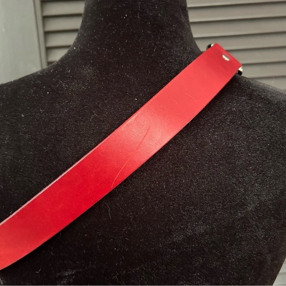 Banana Republic Red Leather Belt with Silver Buckle and Rings, Size Small - Picture 12 of 16